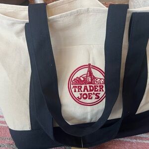 Trader Joe's Canvas Tote Bag in Black and Cream